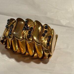 LoveShackFancy Gold Bracelet with Dark Blue Details
